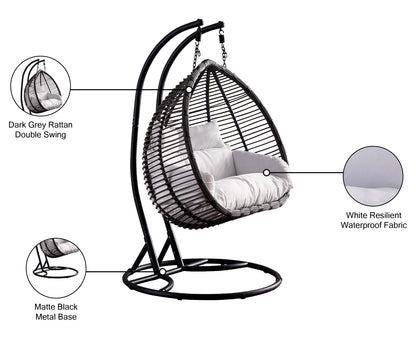 Zane Dark Grey Fabric Outdoor Patio Double Swing Chair