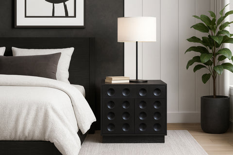 Delaney 26" Black Oak Veneer Nightstand, 1 Piece