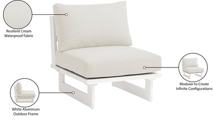 Nicola Cream Water Resistant Fabric Outdoor Patio Armless Chair