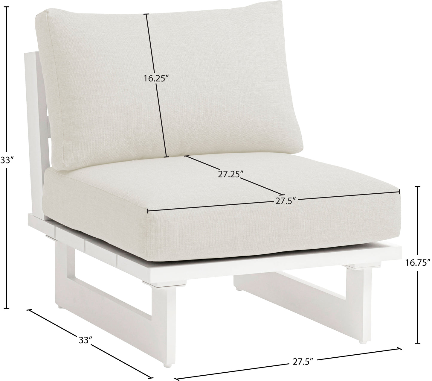 nicola cream water resistant fabric outdoor patio armless chair