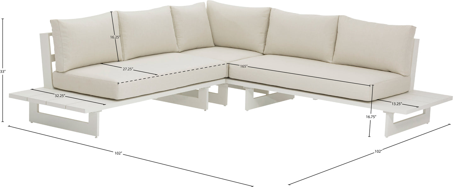 bethany cream water resistant fabric outdoor patio sectional (3 boxes) sectional