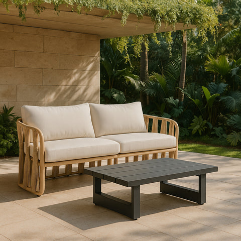 Giselle Grey Aluminum Outdoor Patio Coffee Table, 1 Piece