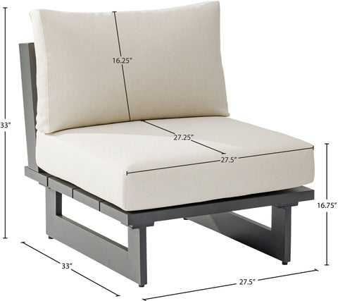 Giselle Cream Water Resistant Fabric Upholstered Outdoor Patio Armless Chair, 1 Piece