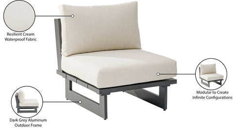 Giselle Cream Water Resistant Fabric Upholstered Outdoor Patio Armless Chair, 1 Piece