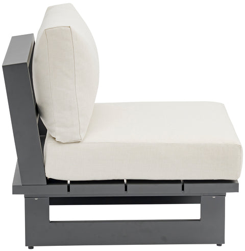 Giselle Cream Water Resistant Fabric Upholstered Outdoor Patio Armless Chair, 1 Piece