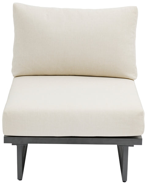 Giselle Cream Water Resistant Fabric Upholstered Outdoor Patio Armless Chair, 1 Piece
