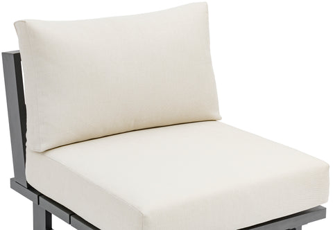 Giselle Cream Water Resistant Fabric Upholstered Outdoor Patio Armless Chair, 1 Piece