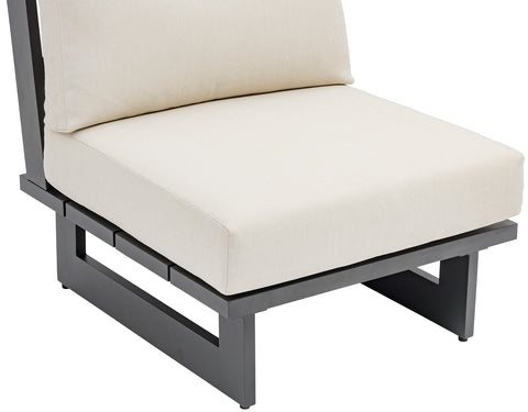 Giselle Cream Water Resistant Fabric Upholstered Outdoor Patio Armless Chair, 1 Piece