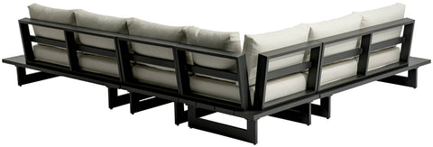 Giselle 129.5" Cream Water Resistant Fabric Upholstered Outdoor Patio Sectional, 4-Piece