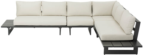 Giselle 102" Cream Water Resistant Fabric Upholstered Outdoor Patio Sectional, 4-Piece