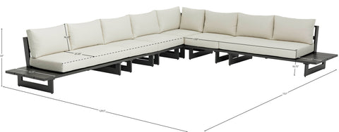 Giselle 157" Cream Water Resistant Fabric Upholstered Outdoor Patio Sectional, 6-Piece