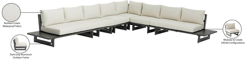 Giselle 157" Cream Water Resistant Fabric Upholstered Outdoor Patio Sectional, 6-Piece