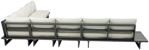 Giselle 157" Cream Water Resistant Fabric Upholstered Outdoor Patio Sectional, 6-Piece