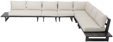 Giselle 157" Cream Water Resistant Fabric Upholstered Outdoor Patio Sectional, 6-Piece