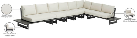 Giselle 102" Cream Water Resistant Fabric Upholstered Outdoor Patio Sectional, 6-Piece
