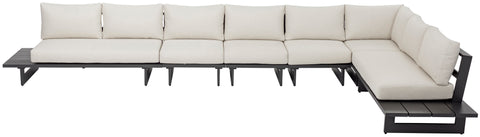 Giselle 102" Cream Water Resistant Fabric Upholstered Outdoor Patio Sectional, 6-Piece