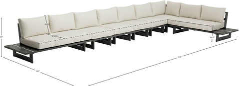Giselle 212" Cream Water Resistant Fabric Upholstered Outdoor Patio Sectional, 7-Piece