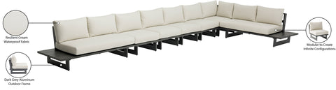 Giselle 212" Cream Water Resistant Fabric Upholstered Outdoor Patio Sectional, 7-Piece