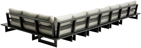 Giselle 212" Cream Water Resistant Fabric Upholstered Outdoor Patio Sectional, 7-Piece