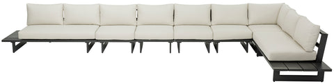 Giselle 212" Cream Water Resistant Fabric Upholstered Outdoor Patio Sectional, 7-Piece