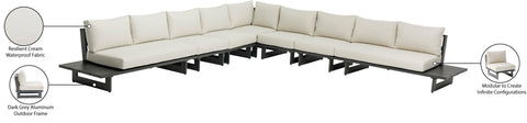 Giselle 157" Cream Water Resistant Fabric Upholstered Outdoor Patio Sectional, 7-Piece