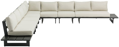 Giselle 157" Cream Water Resistant Fabric Upholstered Outdoor Patio Sectional, 7-Piece