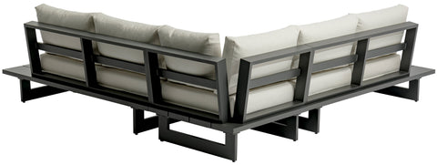 Giselle 102" Cream Water Resistant Fabric Upholstered Outdoor Patio Sectional, 3-Piece