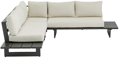 Giselle 102" Cream Water Resistant Fabric Upholstered Outdoor Patio Sectional, 3-Piece