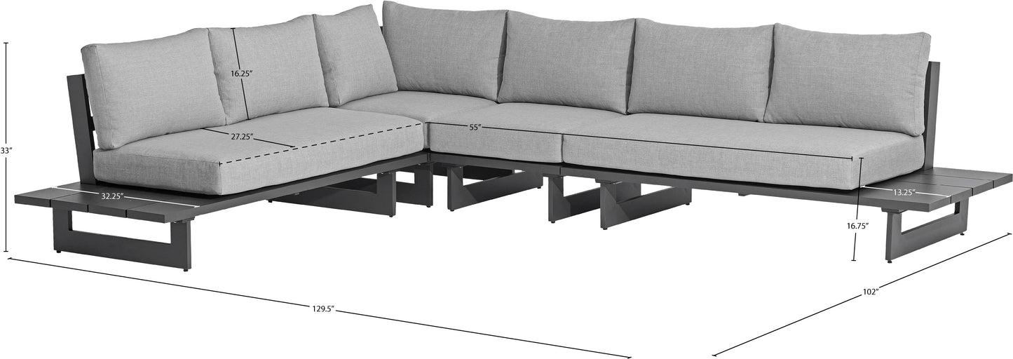 bethany grey water resistant fabric outdoor patio modular sectional sec1a