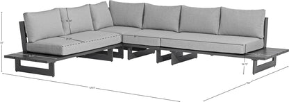 Bethany Grey Water Resistant Fabric Outdoor Patio Modular Sectional Sec1A