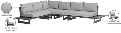 Bethany Grey Water Resistant Fabric Outdoor Patio Modular Sectional Sec1A