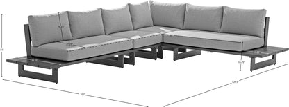Bethany Grey Water Resistant Fabric Outdoor Patio Modular Sectional Sec1B