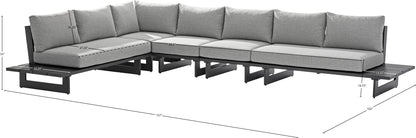 Bethany Grey Water Resistant Fabric Outdoor Patio Modular Sectional Sec2C