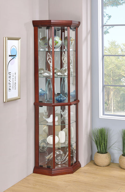 Hadi 6-shelf Corner Curio Display Cabinet Medium BrownBrown Red