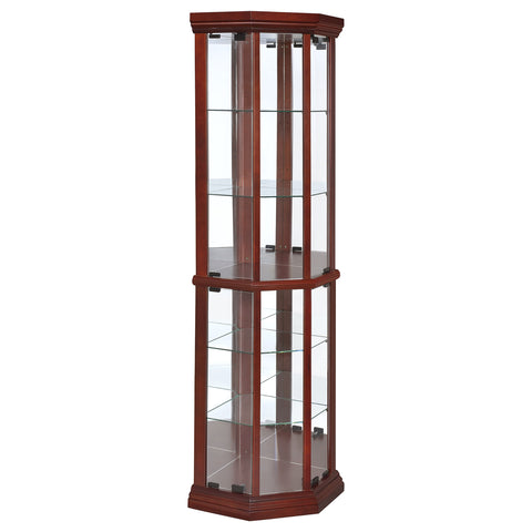 Hadi 6-shelf Corner Curio Display Cabinet Medium BrownBrown Red