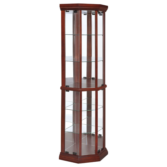 Hadi 6-shelf Corner Curio Display Cabinet Medium BrownBrown Red