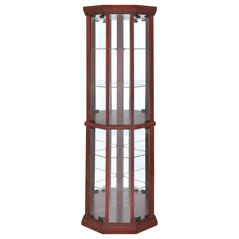 Hadi 6-shelf Corner Curio Display Cabinet Medium BrownBrown Red