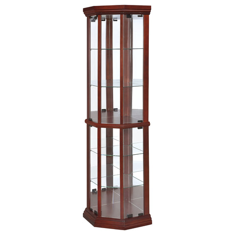 Hadi 6-shelf Corner Curio Display Cabinet Medium BrownBrown Red
