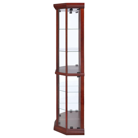 Hadi 6-shelf Corner Curio Display Cabinet Medium BrownBrown Red