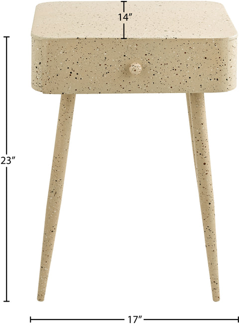 Celeste 17" Beige Iron Nightstand, 1 Piece