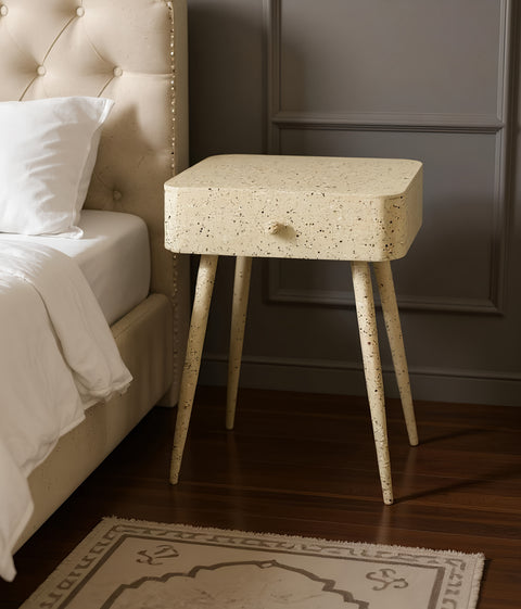 Celeste 17" Beige Iron Nightstand, 1 Piece