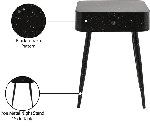 Celeste 17" Black Iron Nightstand, 1 Piece (Style 2)