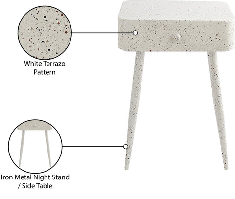 Celeste 17" White Iron Nightstand, 1 Piece (Style 2)