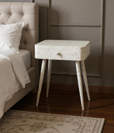 Celeste 17" White Iron Nightstand, 1 Piece (Style 2)