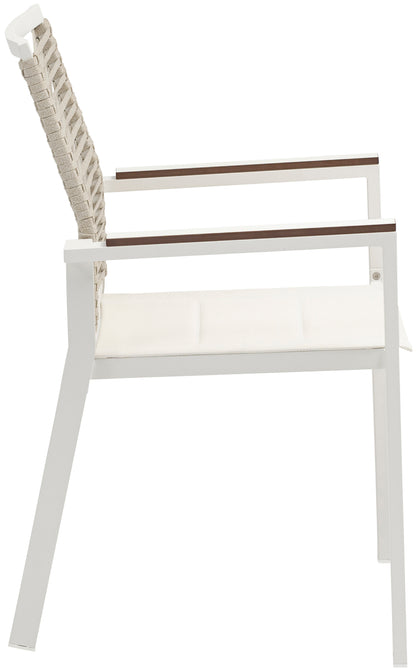 Bethany Beige Rope Fabric Outdoor Patio Dining Arm Chair AC