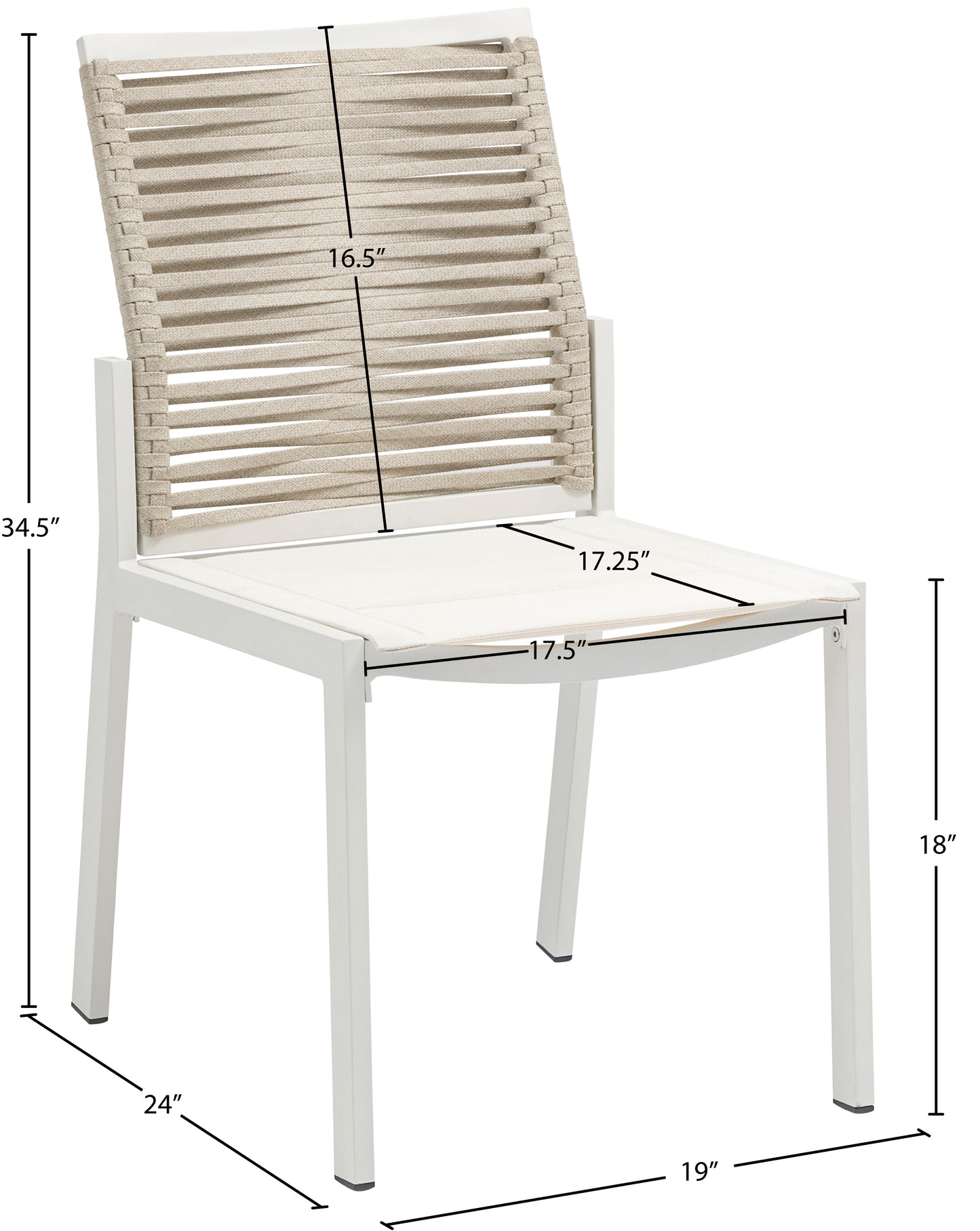 bethany beige rope fabric outdoor patio dining side chair sc