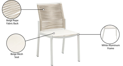 Bethany Beige Rope Fabric Outdoor Patio Dining Side Chair SC