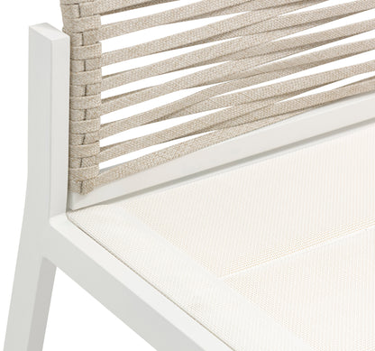 Bethany Beige Rope Fabric Outdoor Patio Dining Side Chair SC