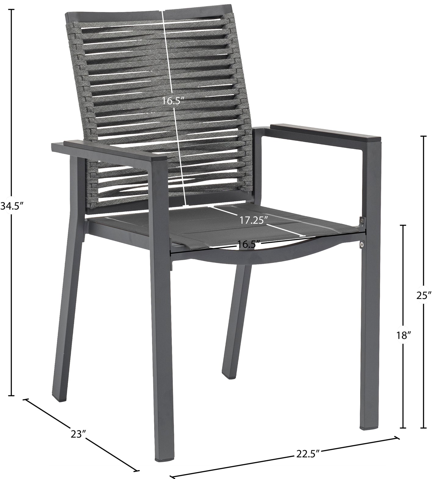 bethany grey rope fabric outdoor patio dining arm chair ac