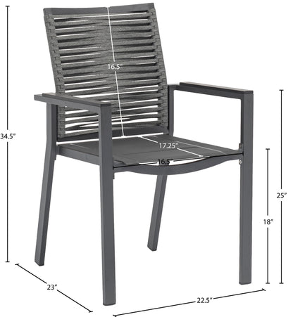 Bethany Grey Rope Fabric Outdoor Patio Dining Arm Chair AC